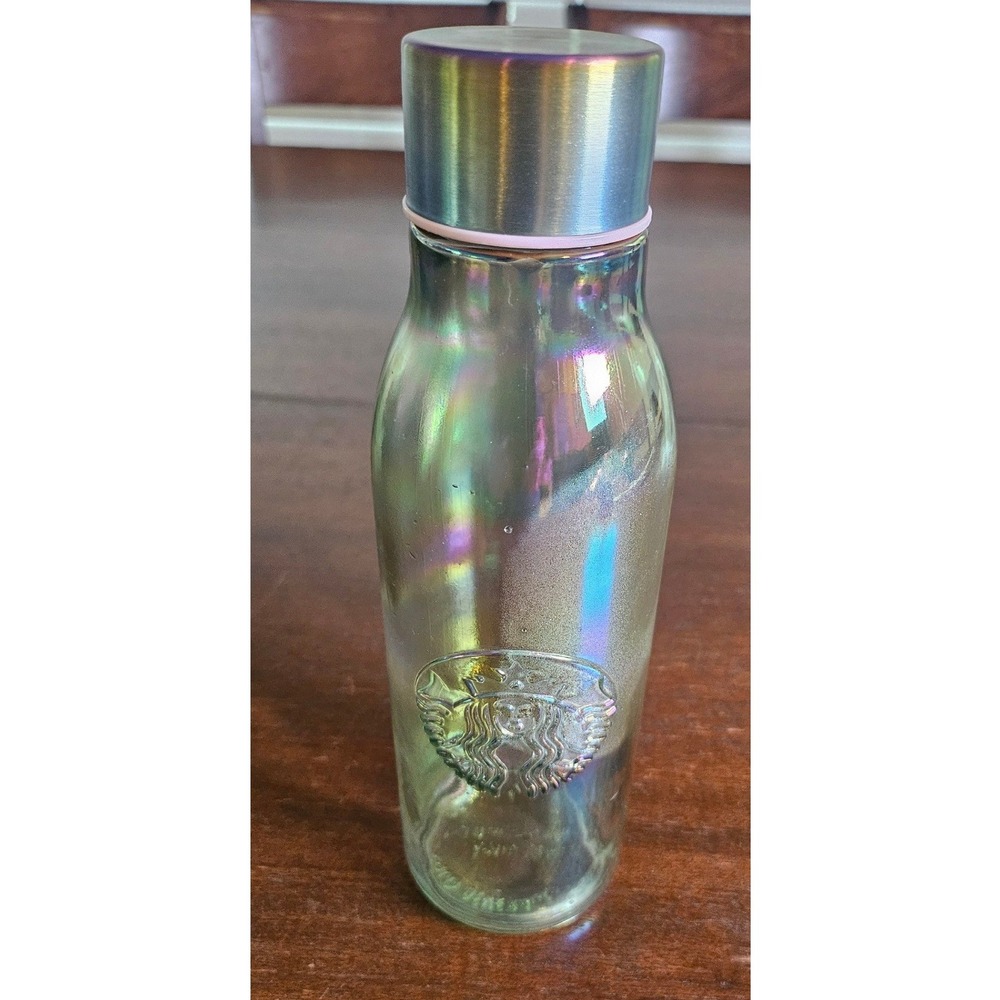 Starbucks Water Bottle Adult 20oz Iridescent Glass Siren Logo Cold Cup